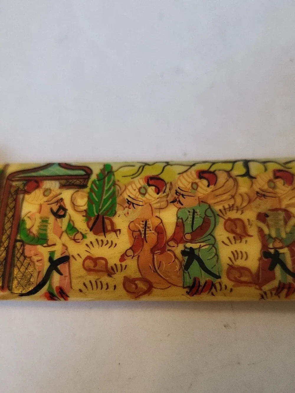 Vintage Persian Hand-Painted Camel Bone Letter Opener